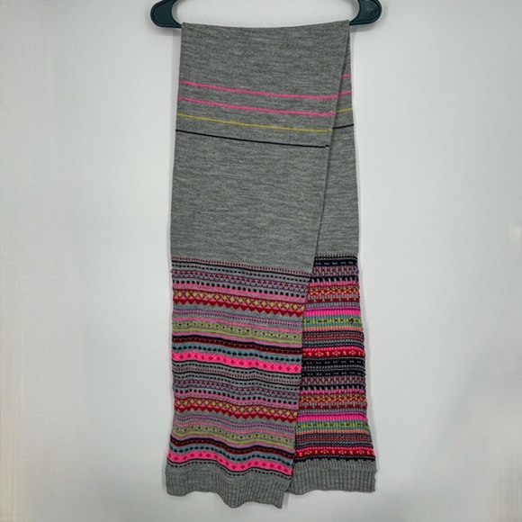 Gap Womens One Size Winter Scarf Heather Gray Multi Stripe Rectangular Acrylic - Picture 5 of 7